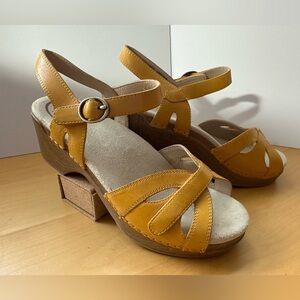 Dansko Season Mustard Yellow Leather Sandals